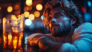 Pensive Man Drinking Beer 4K Wallpaper Mobile Background Free Image