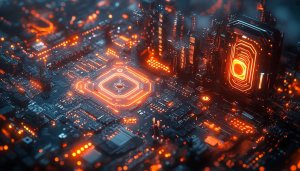 Futuristic Neon Circuit Board 4K Desktop Background Wallpaper