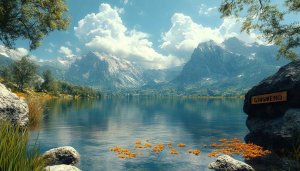 Gingmend Lake Mountain Landscape 4K Desktop Wallpaper Free