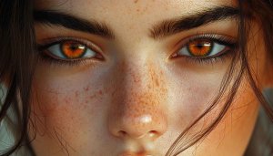 Hazel Eyes Girl with Freckles Closeup 4K Mobile Wallpaper