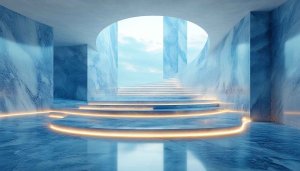 Modern Marble Stairway 4K Desktop Wallpaper, Minimalist Architecture Background