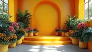 Vibrant Yellow Stage Backdrop 4K Desktop Mobile Wallpaper Free