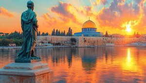 Dome of the Rock Jerusalem Sunset 4K Desktop Background