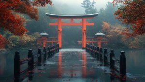 Rainy Torii Gate Japan 4K Mobile Wallpaper Nature Background