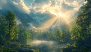 Peaceful Mountain Lake Sunrise Mobile Wallpaper Landscape Background 4K