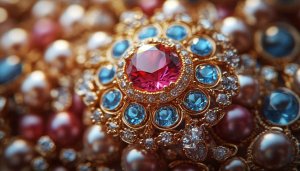 Luxury Pearl and Gemstone Mobile Wallpaper, Sparkling Jewelry Background