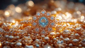 Luxury Jewelry Wallpaper: Diamond Gold Ring Background 4K