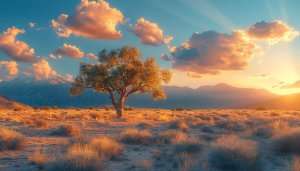 Golden Sunset Tree Landscape 4K Desktop Wallpaper Mobile Background
