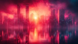 Cyberpunk Cityscape 4K Wallpaper Neon Red Skyline Backgrounds