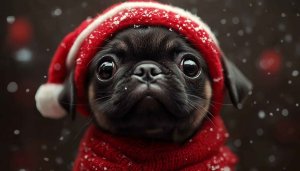 Cute Pug Puppy Christmas Hat Mobile Wallpaper Free Download