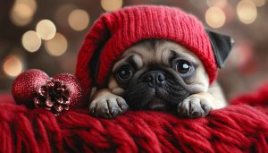 Cute Pug Christmas Mobile Wallpaper Adorable Puppy Holiday Background