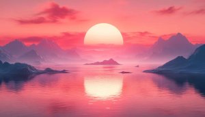 Pink Sunset Mountain Lake 4K Wallpaper Desktop Background Free