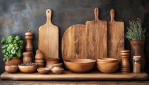Wooden Kitchenware Still Life 4K Desktop Wallpaper Free