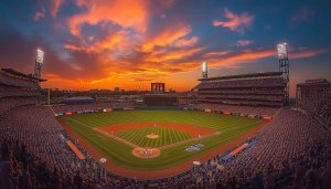 Baseball Stadium Sunset 4K Desktop Background, Sports Mobile Wallpaper