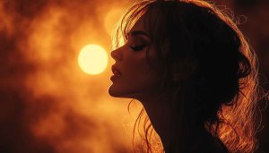 Sunset Woman Profile Silhouette Aesthetic Phone Background 4K Wallpaper