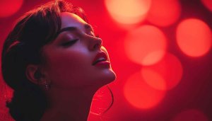 Elegant Woman Red Lighting Mobile Wallpaper 4K Desktop Background