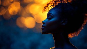African American Woman Silhouette, Golden Hour Bokeh, 4K Mobile Wallpaper