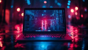 Neon City Rain 4K Desktop Wallpaper Aesthetic Laptop Background