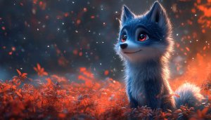 Cute Cartoon Fox 4K Wallpaper Red Plants Desktop Background