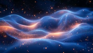 Abstract Blue Gold Waves Sparkles Mobile Wallpaper 4K Desktop Background