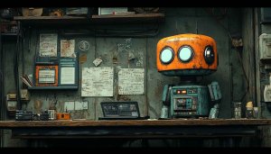 Retro Robot 4K Desktop Wallpaper - Free Sci-Fi Tech Background