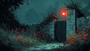 Mystic Night Garden Gate 4K Desktop Wallpaper Free Mobile Background