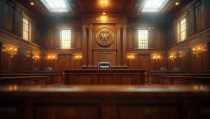 Courthouse Interior Design Wallpaper - Judge Seat - 4k Desktop Background