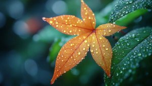 Autumn Leaf with Water Drops 4K Mobile Wallpaper Free