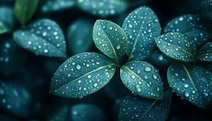Rain Droplets on Leaves Background, Free Desktop Mobile Wallpaper