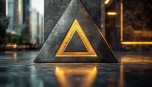 Golden Triangle Abstract 4K Desktop Wallpaper, Modern Minimalist Aesthetic