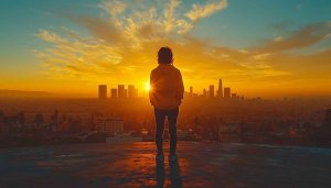 Los Angeles Skyline Sunset 4K Desktop Background Free Mobile Wallpaper