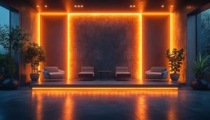 Modern Interior Orange Light 4K Desktop Wallpaper Free Download