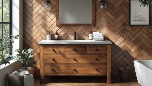 Rustic Bathroom Interior Design Wallpaper for Desktop and Mobile