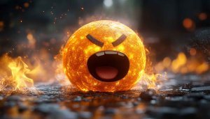 Fiery Angry Emoji Face 4K Wallpaper for Desktop Background