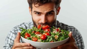 Healthy Salad and Man for Mobile Background or Desktop Wallpaper