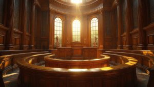 Ornate Wooden Courtroom 4K Desktop Background Legal Mobile Wallpaper
