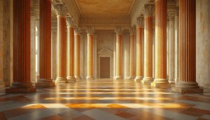 Grand Hall Columns 4K Desktop Background Architecture Interior Wallpaper