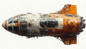 Retro Spaceship Desktop Background | Orange and White Science Fiction Wallpaper