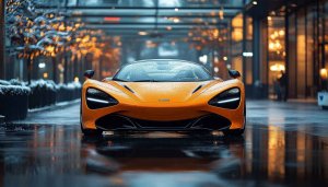 Orange McLaren 720S Reflection 4K Desktop Mobile Wallpaper