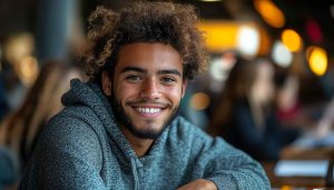 Smiling Man Curly Hair Portrait Wallpaper, Free Photo Background Image