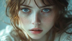Freckled Girl Portrait Wallpaper, Blue Eyes Desktop Background, Charming Look