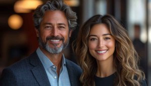 Professional Smiling Couple Portrait Wallpaper, Free Mobile Background, Happy People