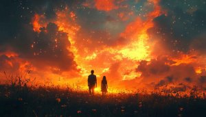 Romantic Sunset Silhouette 4K Desktop Background Couple Mobile Wallpaper