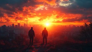 City Sunset Silhouette 4K Wallpaper for Desktop, Mobile Background