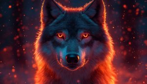 Glowing Wolf 4K Wallpaper - Fierce Eyes Desktop Background