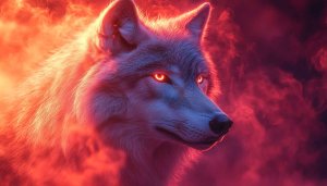 Fiery Red Eyes Wolf 4K Desktop Wallpaper Animal Background