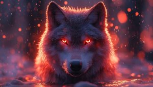 Red Glowing Eyes Wolf 4K Wallpaper for Desktop and Mobile