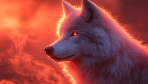 White Wolf Red Eyes 4K Desktop Background Mobile Wallpaper