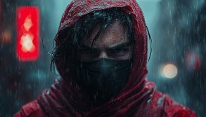 Urban Ninja Warrior in Rain 4K Wallpaper Mobile Background Free