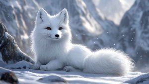 Arctic Fox Winter Scene 4K Mobile Wallpaper Snowy Mountain Background